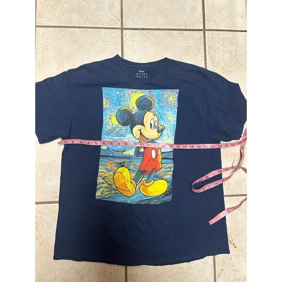 Disney Mickey Mouse Starry Starry Night Men's Blue T-Shirt Size XL Van Gogh - Picture 3 of 4